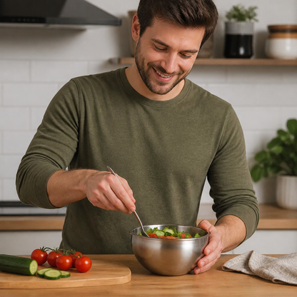Double-Walled Stainless Steel Bowl for Keeping Food Cold or Warm
