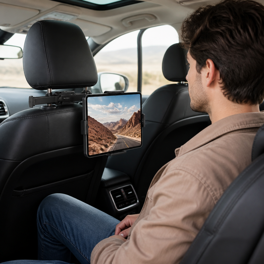 360° Rotating Car Headrest Tablet Holder – Back Seat Mount for Tablets