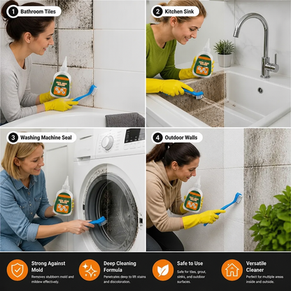 Mold Remover Gel with Scrub Brush – Heavy-Duty Mildew & Stain Cleaner