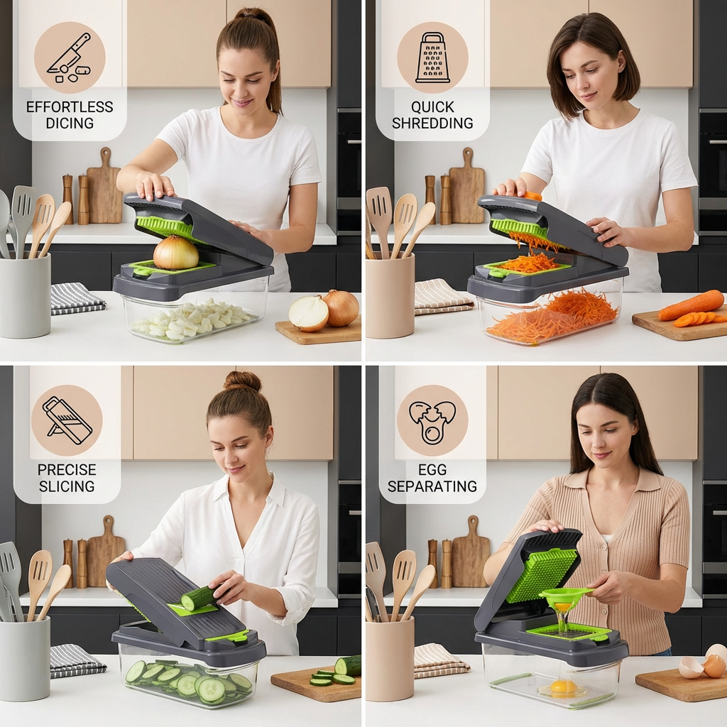 15-in-1 multifunction fruit & vegetable slicer – chop, dice & shred
