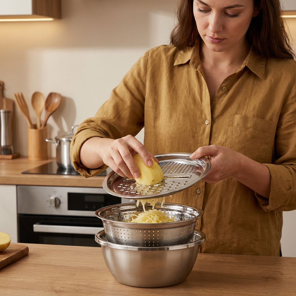Vegetable Cutter with Grater – Multifunctional Colander and Mixing Bowl Set