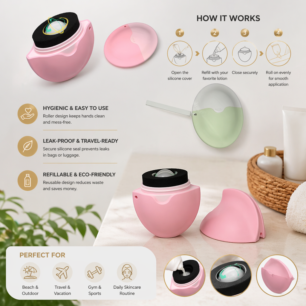 Refillable Sunscreen Roller Applicator – Silicone Lotion Dispenser for Travel