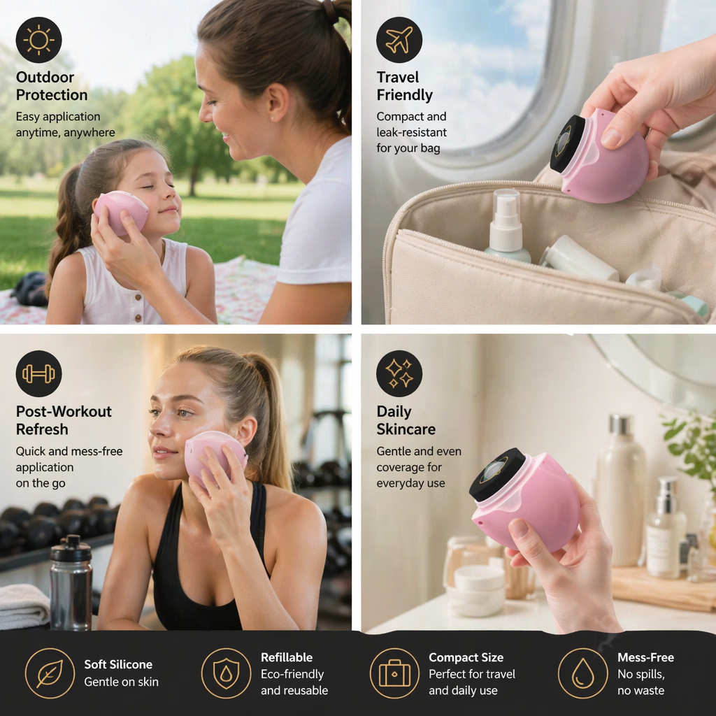 Refillable Sunscreen Roller Applicator – Silicone Lotion Dispenser for Travel