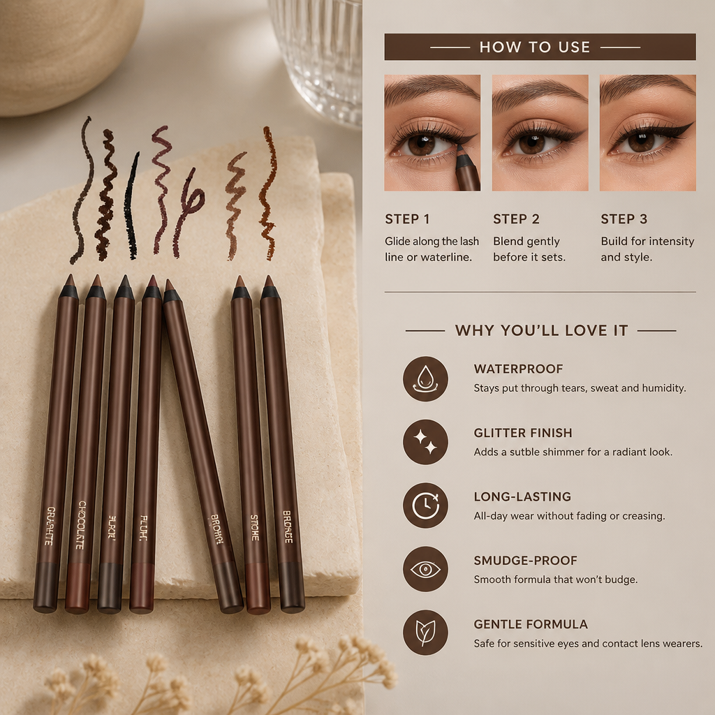 Waterproof Glitter Gel Eyeliner – Long-Lasting Smudge-Proof Color