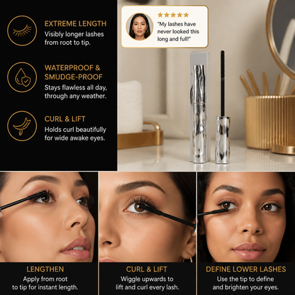Waterproof Curl & Length Mascara – Long-Lasting Smudge-Proof Formula