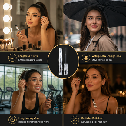 Waterproof Curl & Length Mascara – Long-Lasting Smudge-Proof Formula
