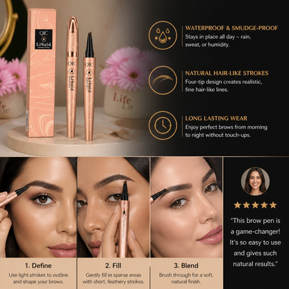 3D Natural-Looking Brow Pen – Waterproof 4-Tip Eyebrow Pencil