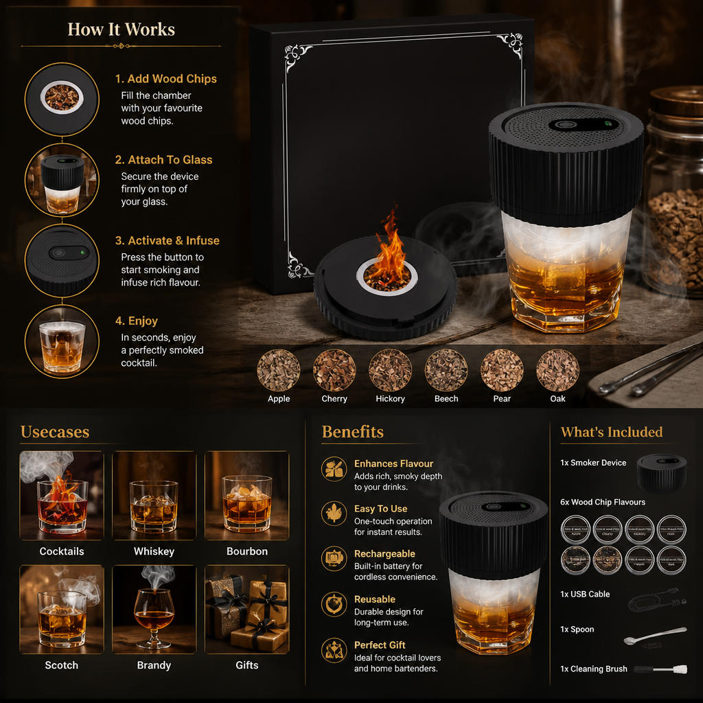 Electric Cocktail Smoker Kit - Rechargeable