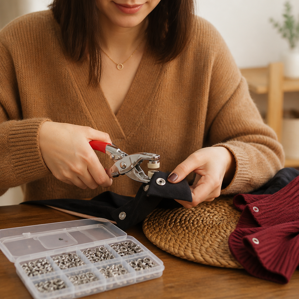 Stainless Steel Snap Fastener Tool Kit – Metal Button Repair Set for Clothing, Leather & Crafts