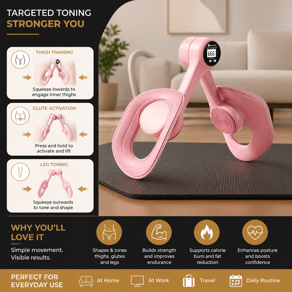Adjustable Thigh & Glute Trainer – Foldable Resistance Fitness Equipment