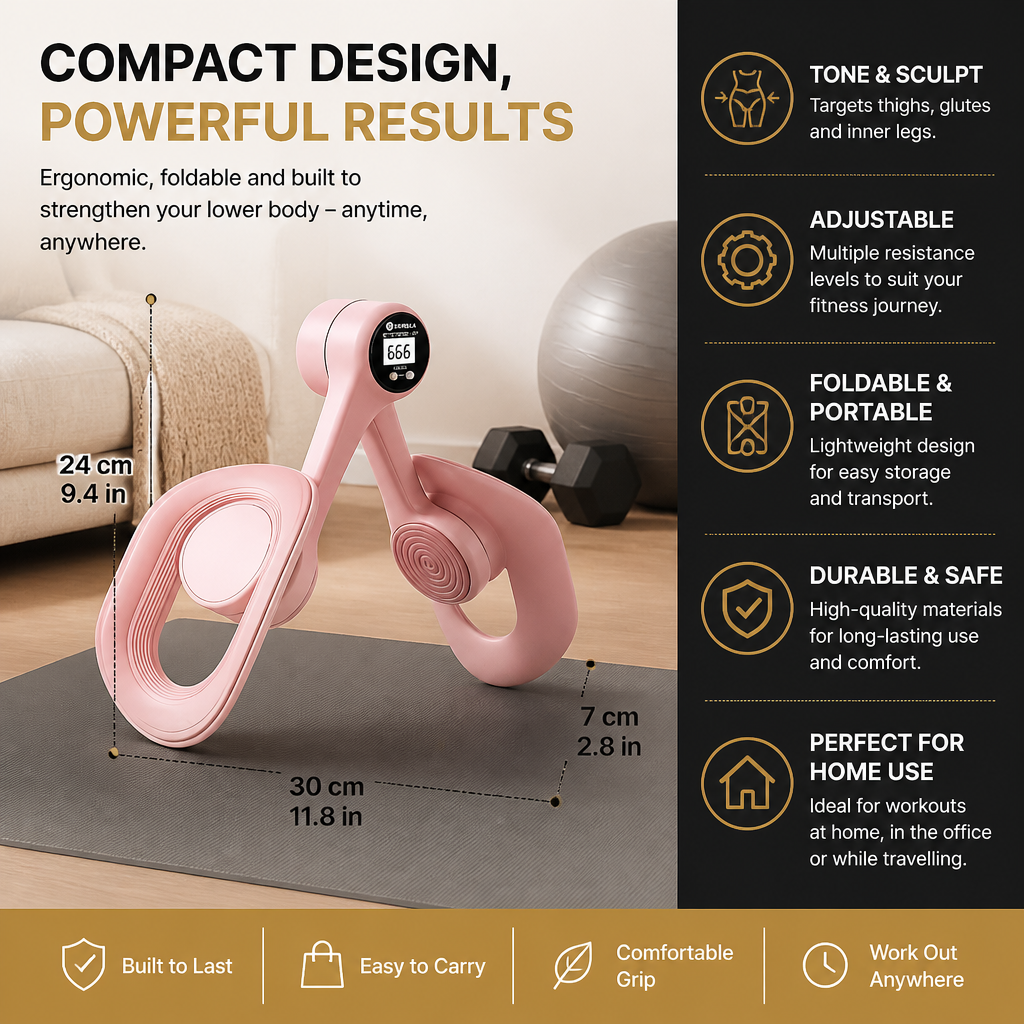 Adjustable Thigh & Glute Trainer – Foldable Resistance Fitness Equipment