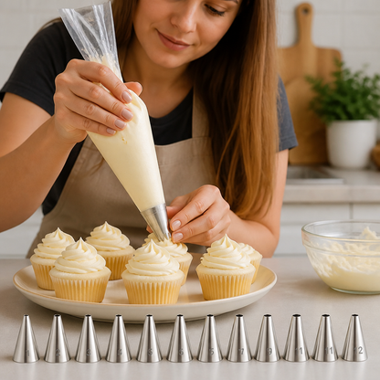12-Piece Piping Tip Set – Precision Decorating for Cakes, Cupcakes & Macarons