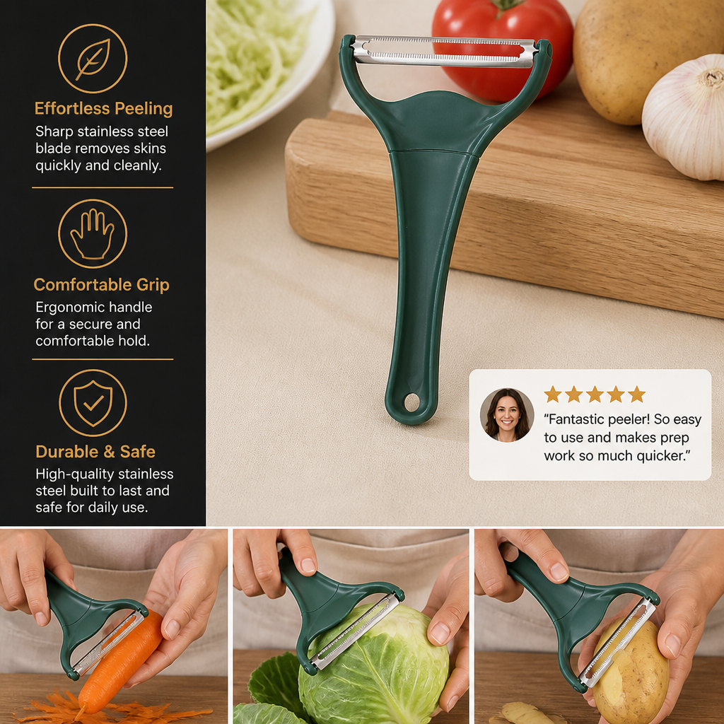 Stainless Steel Wide Vegetable Peeler & Slicer