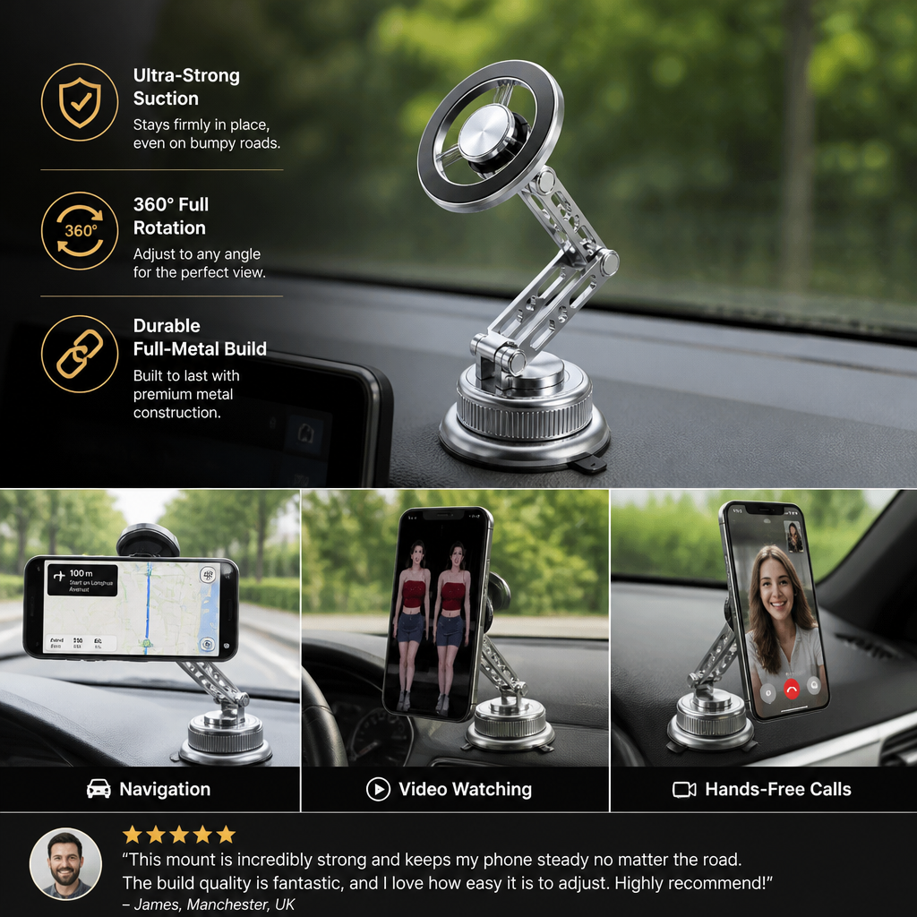 Ultra-Strong Suction Durable Full-Metal Magnetic Car Phone Mount