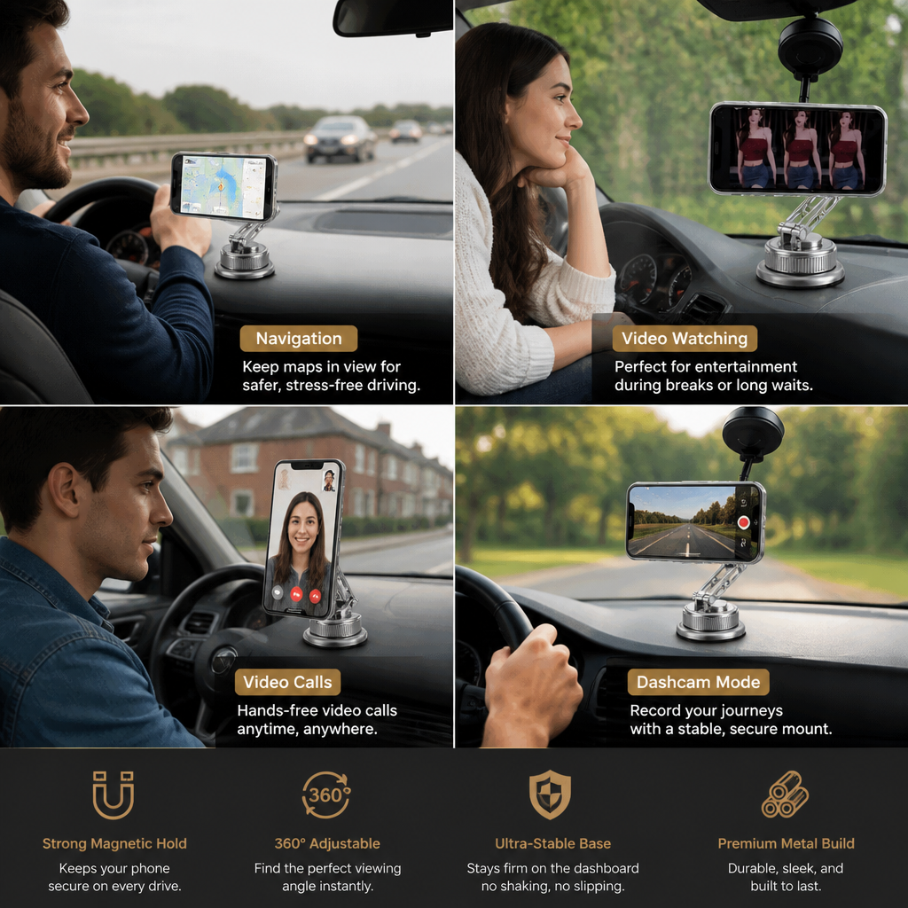 Ultra-Strong Suction Durable Full-Metal Magnetic Car Phone Mount