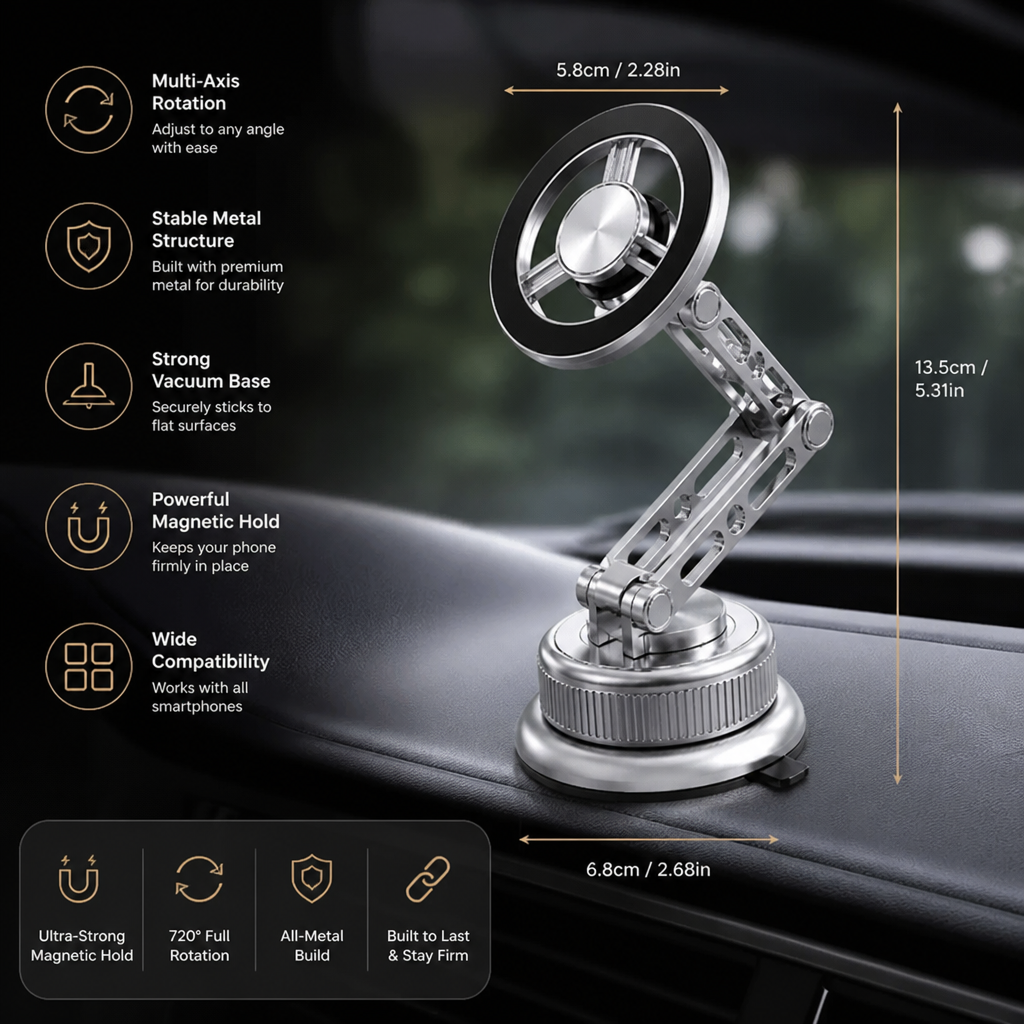 Ultra-Strong Suction Durable Full-Metal Magnetic Car Phone Mount