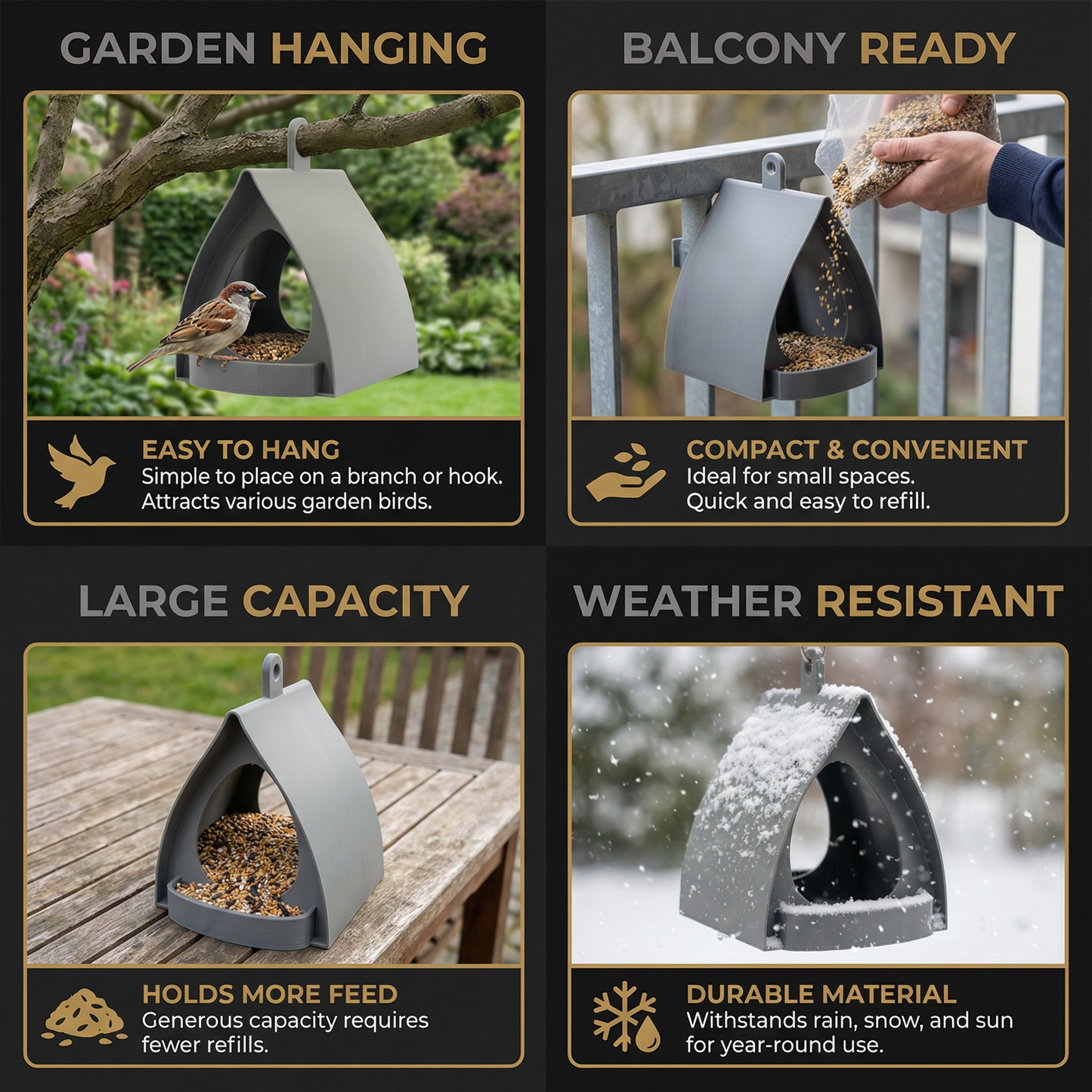 Hanging Bird Feeder – Large Capacity for Garden & Balcony