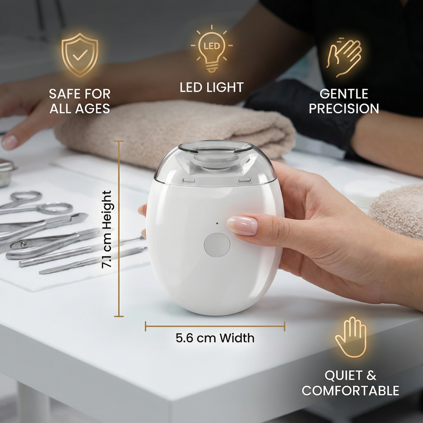 Professional Electric Nail Trimmer with LED Light – Gentle Nail Clipper for the Whole Family