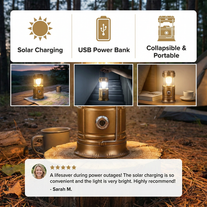 Rechargeable Solar Lantern with USB – Portable LED Light for Outdoor and Emergencies