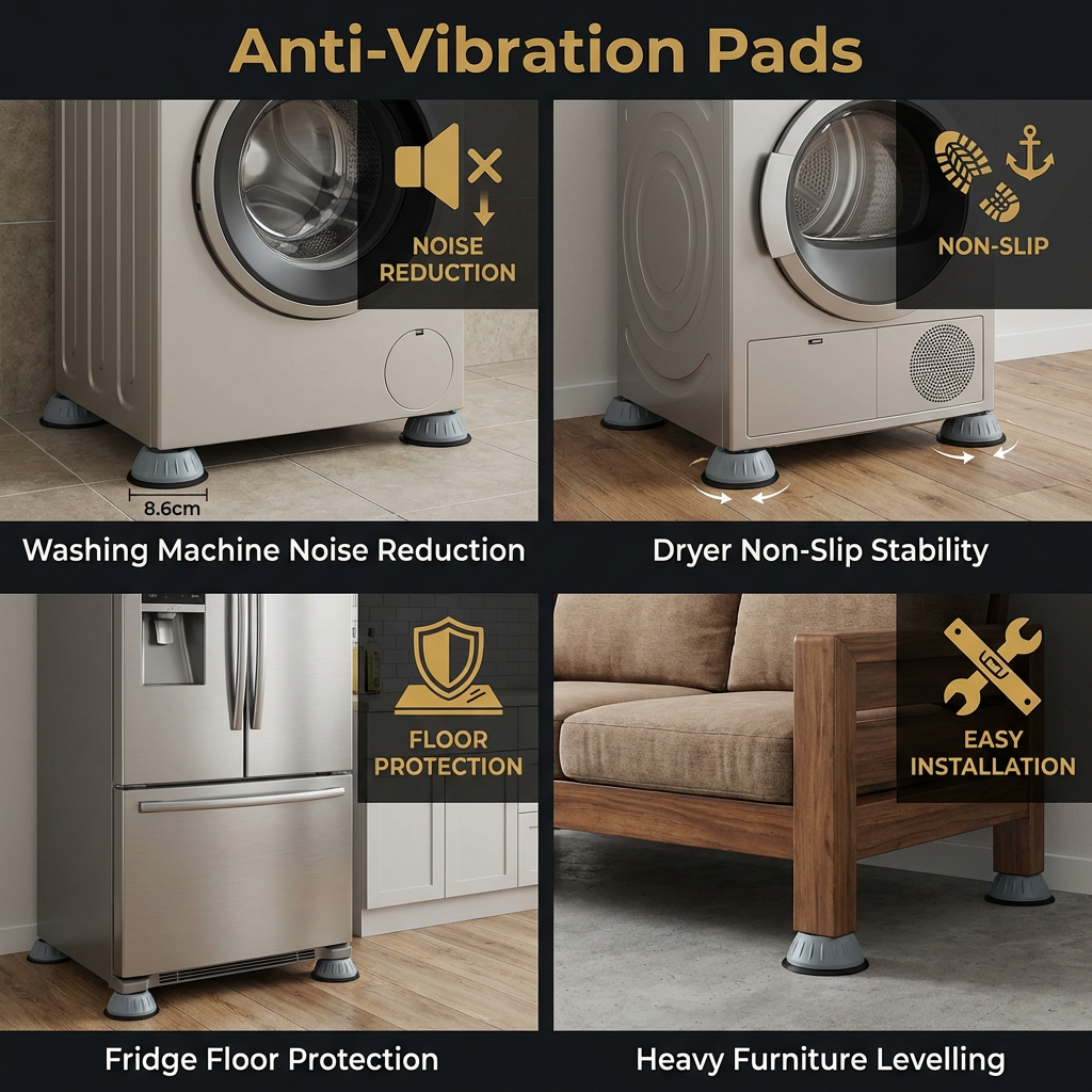 Anti-Vibration Pads for Washing Machine – Non-Slip & Noise Reduction