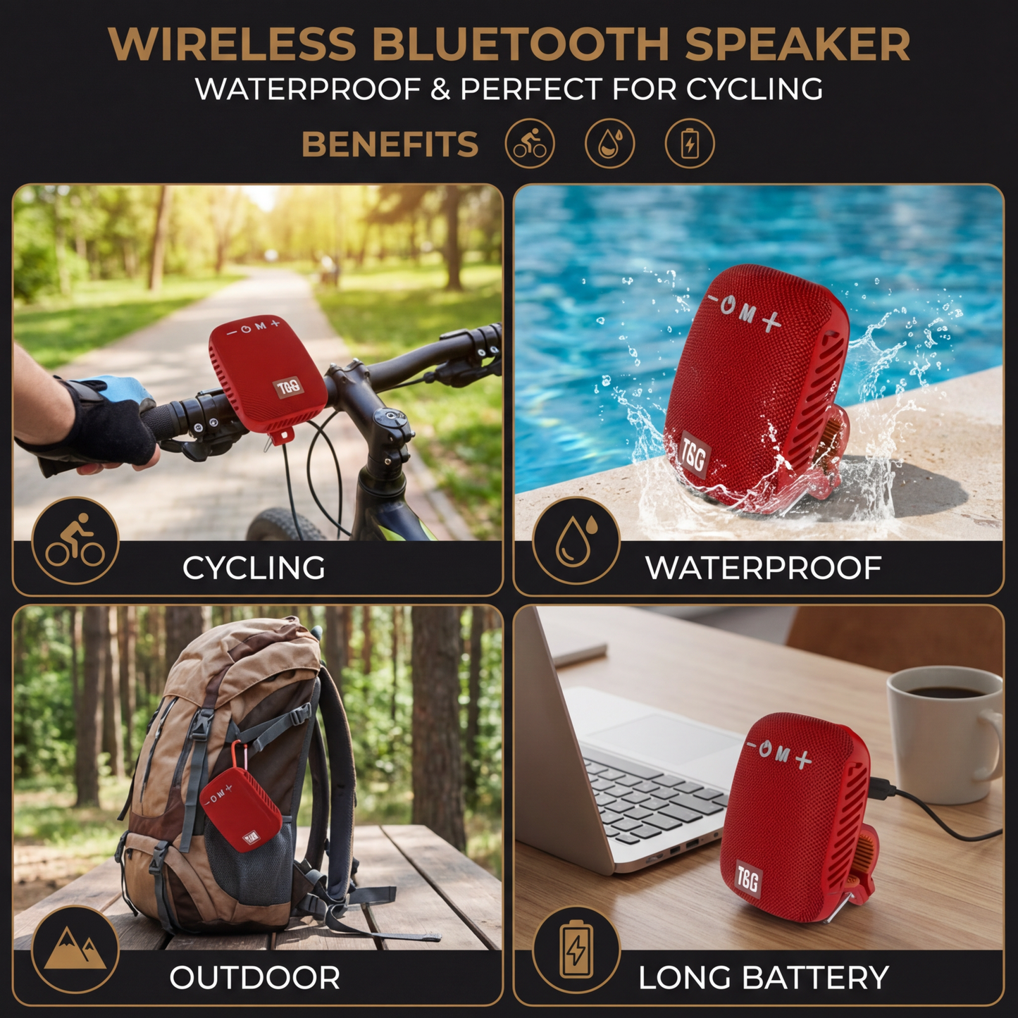 Wireless Bluetooth Speaker – Waterproof & Perfect for Cycling