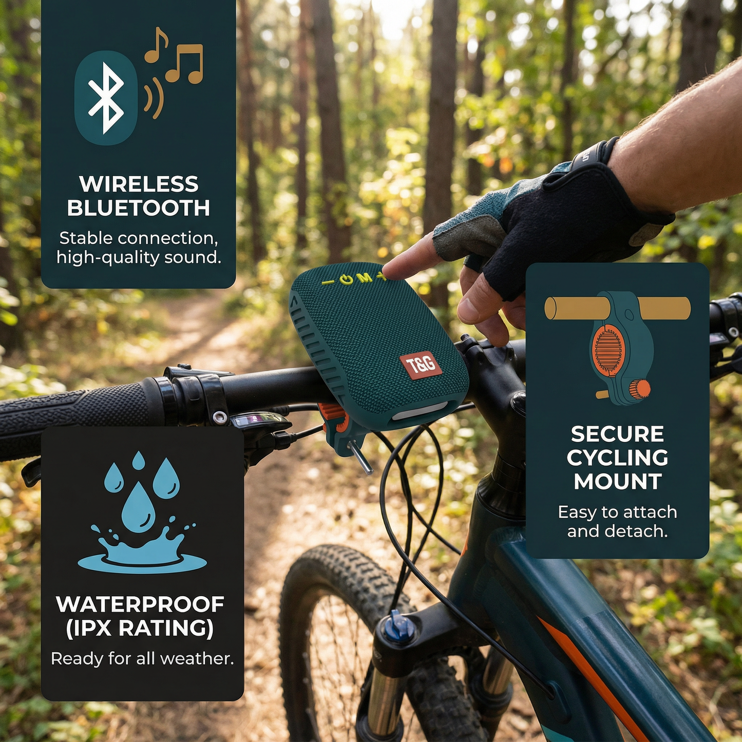 Wireless Bluetooth Speaker – Waterproof & Perfect for Cycling