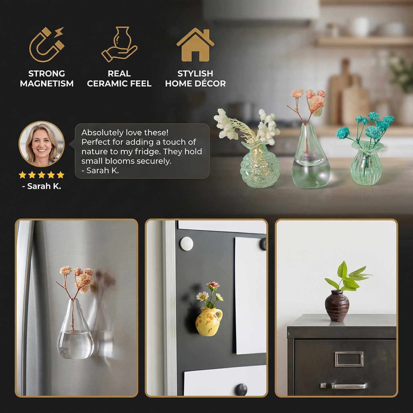 Mini Ceramic Vases with Magnet – Stylish Decoration for Fridge and Home