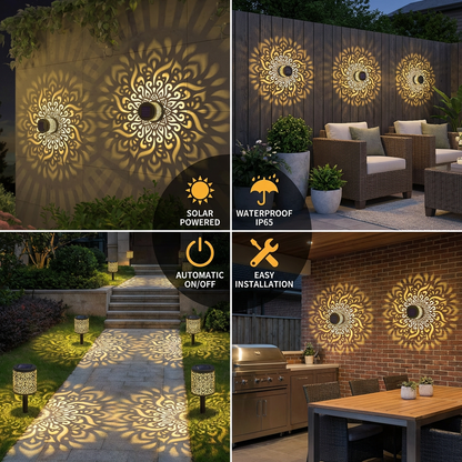 LED Solar Mandala Wall Light – Outdoor Light for Garden, Fence & Patio