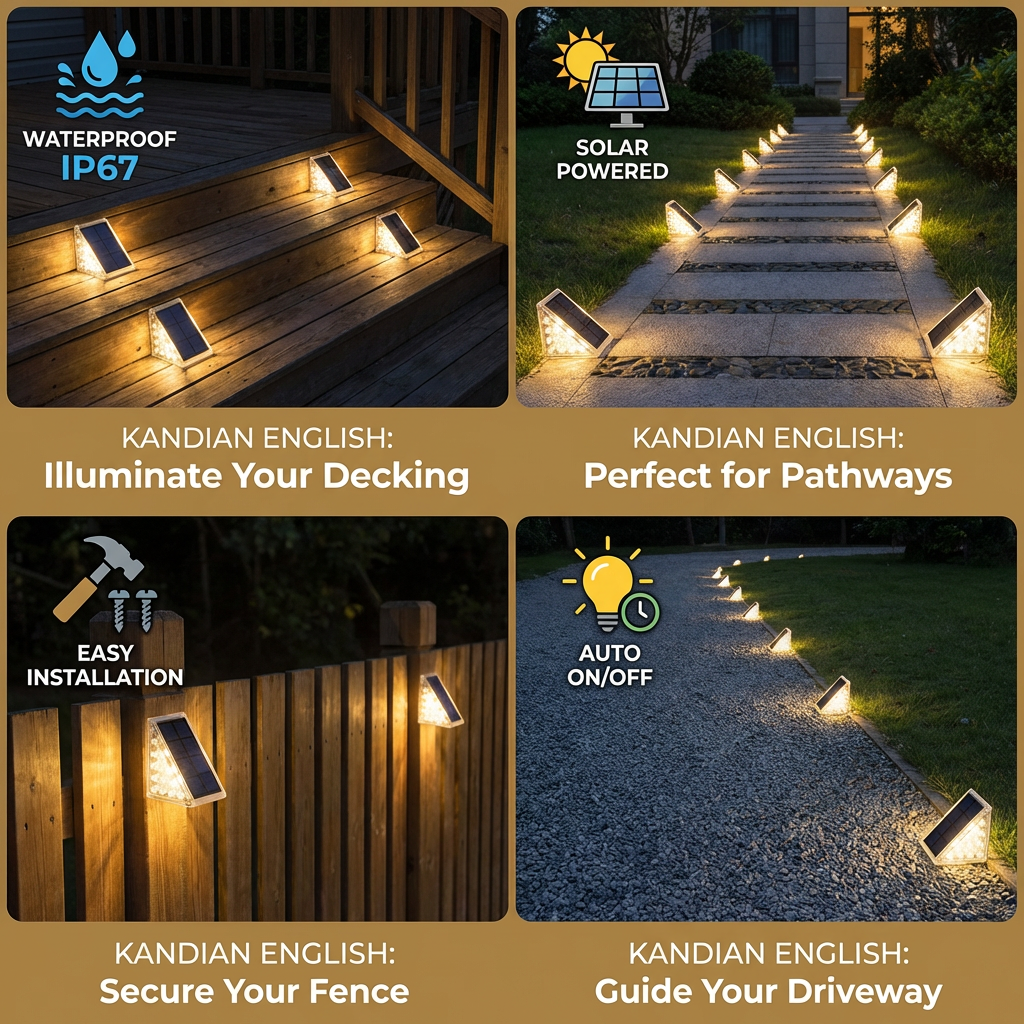 Solar LED Step Lights – IP67 Waterproof Stair & Pathway Lighting