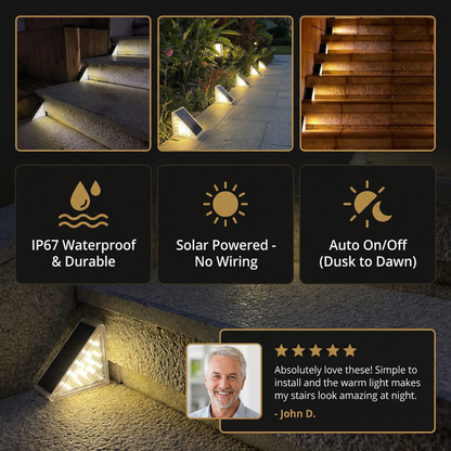 Solar LED Step Lights – IP67 Waterproof Stair & Pathway Lighting