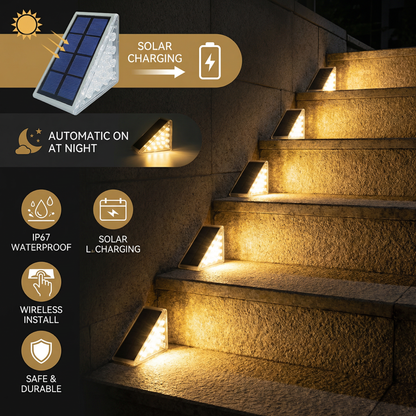 Solar LED Step Lights – IP67 Waterproof Stair & Pathway Lighting