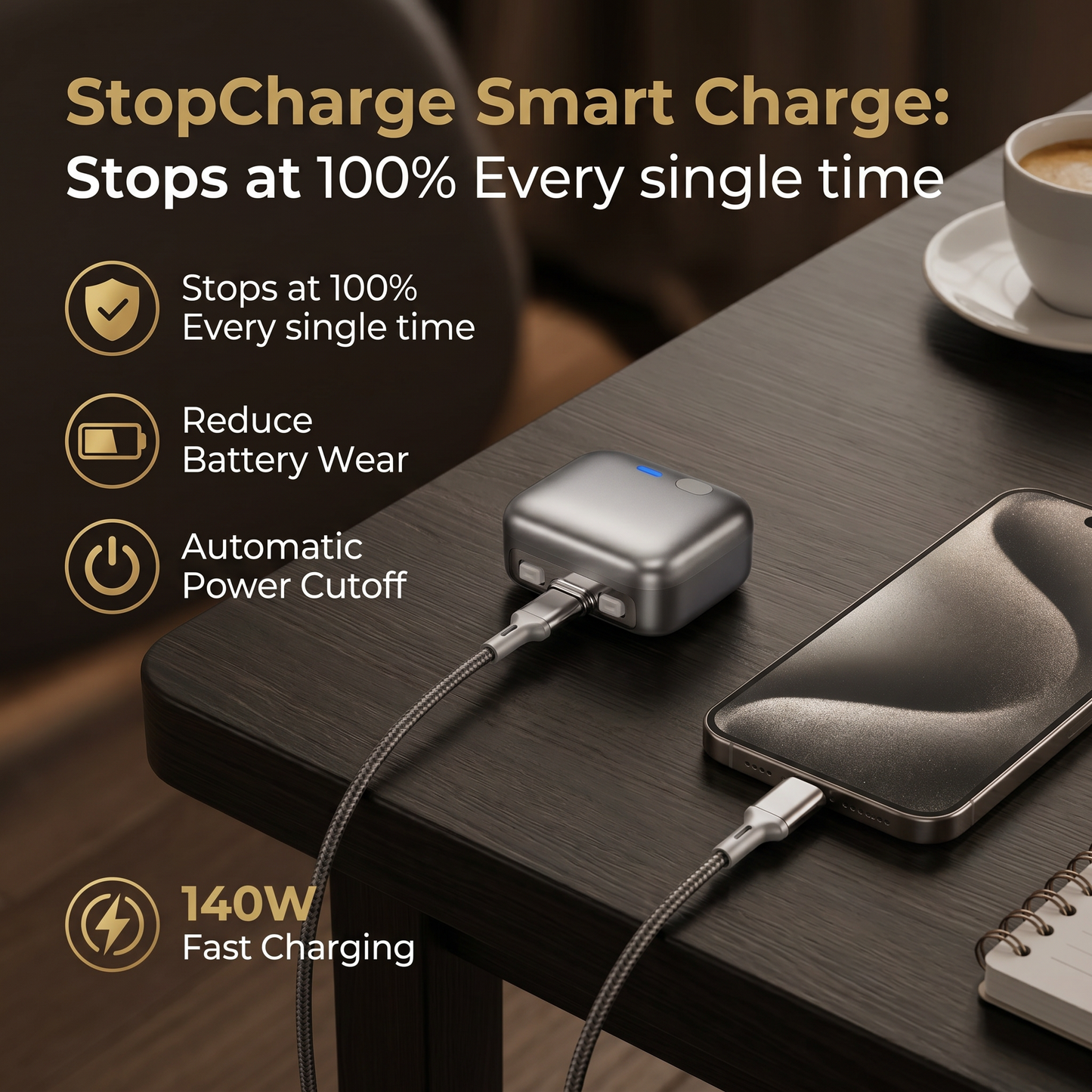 Premium 140W Fast Charger with Auto Shut-Off Technology