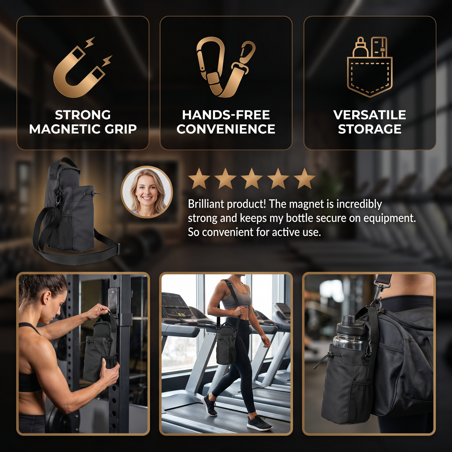 Magnetic Water Bottle Holder Bag with Strong Grip for Gym and Active Use