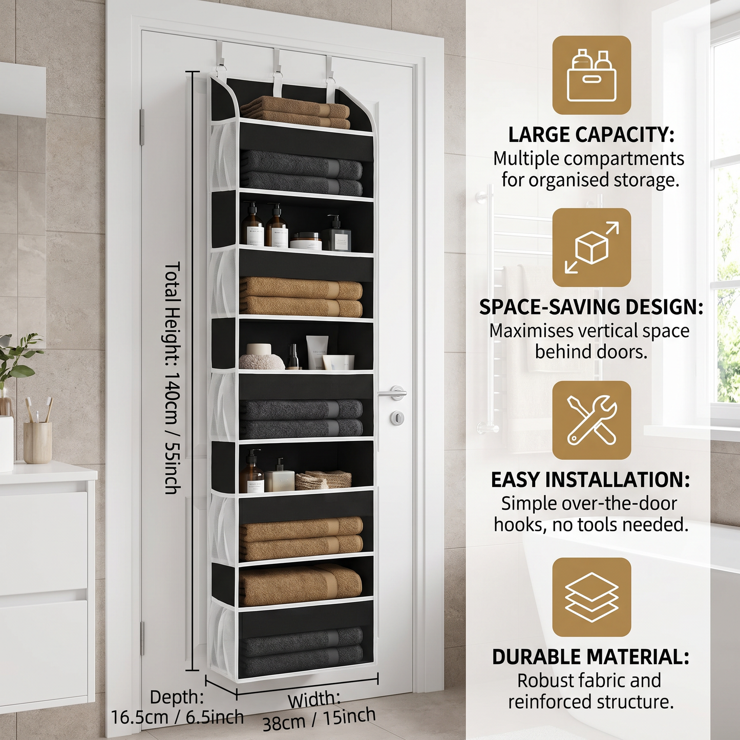Foldable Over-the-Door Hanging Storage Organizer