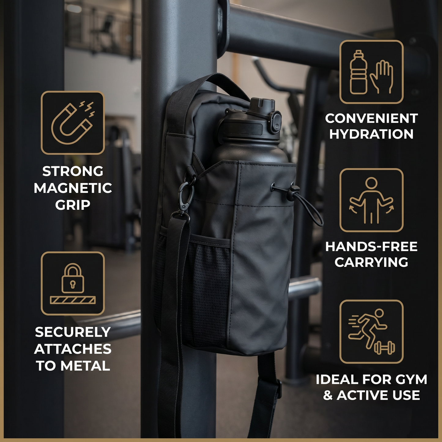 Magnetic Water Bottle Holder Bag with Strong Grip for Gym and Active Use