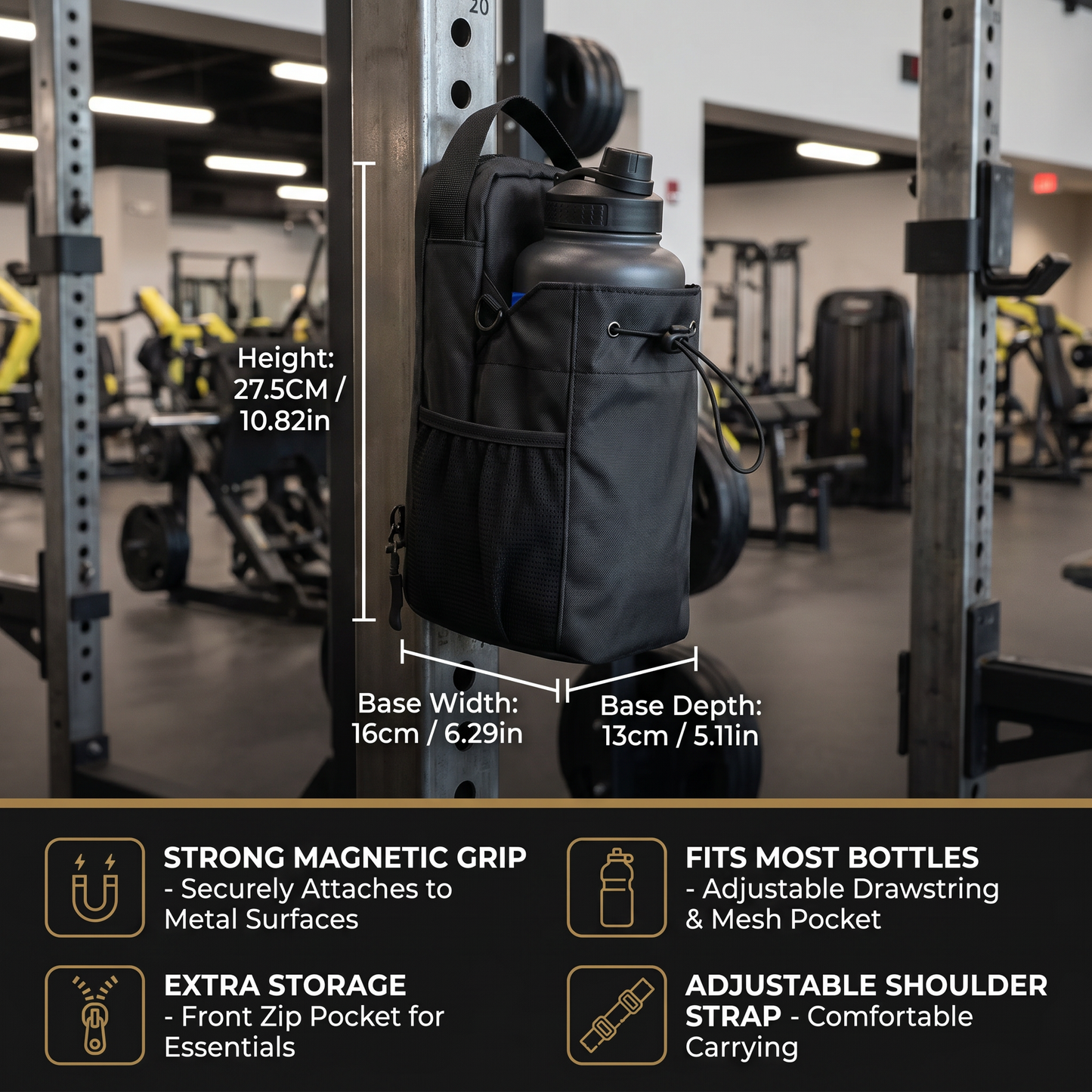 Magnetic Water Bottle Holder Bag with Strong Grip for Gym and Active Use