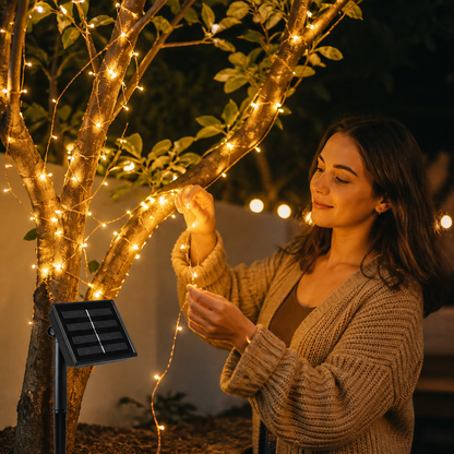 Solar Outdoor String Lights with LEDs & 8 Lighting Modes