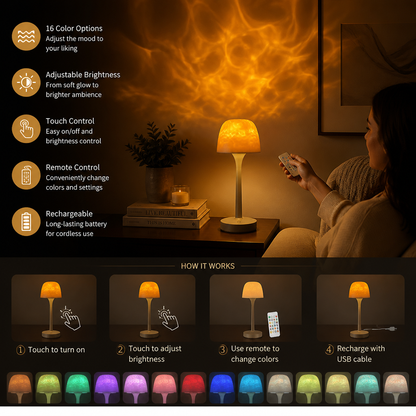 Aurora & Ocean Wave LED Projection Lamp with Touch Control