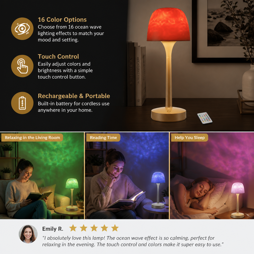 Aurora & Ocean Wave LED Projection Lamp with Touch Control