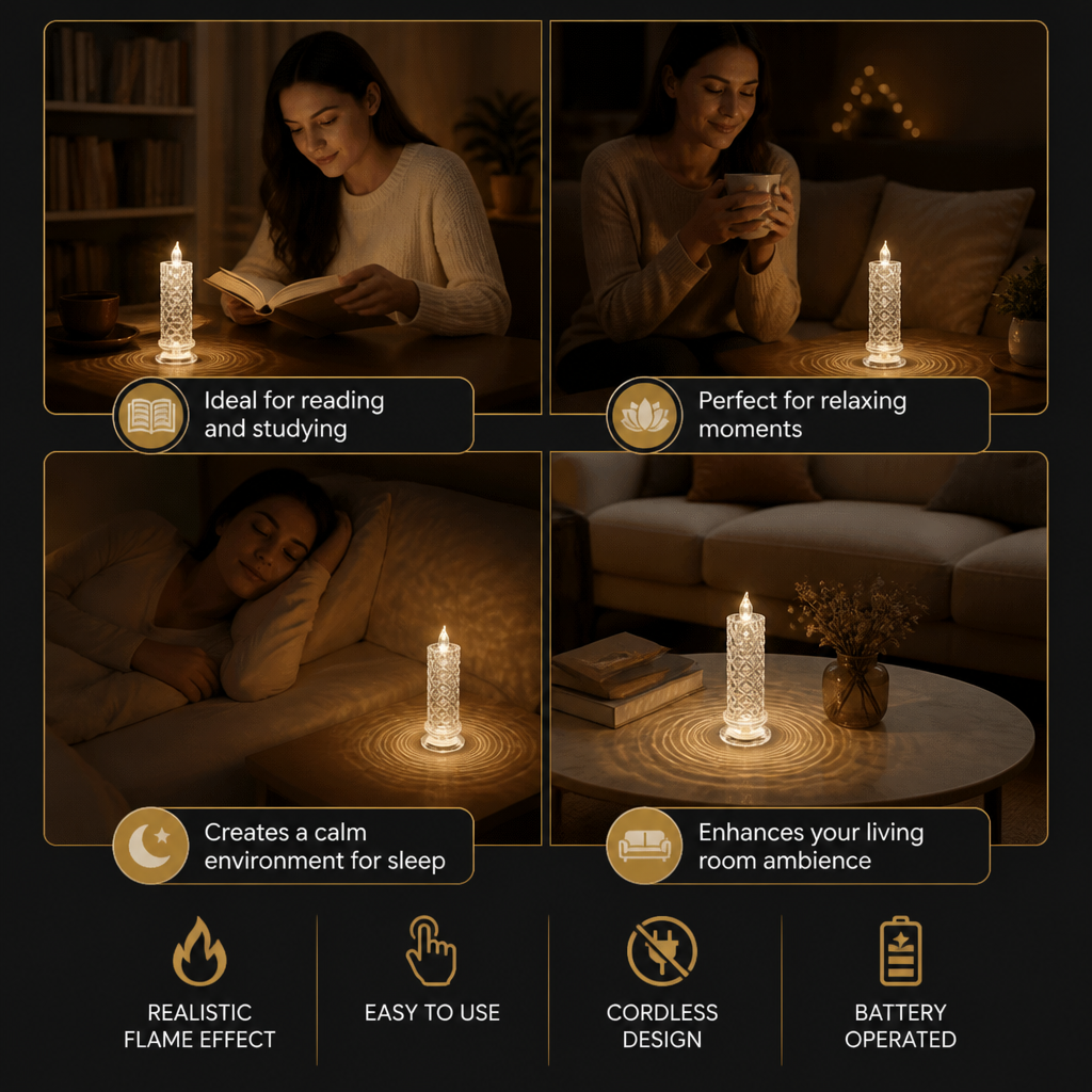 LED Flameless Candle Lamp – Cozy & Decorative Table Light