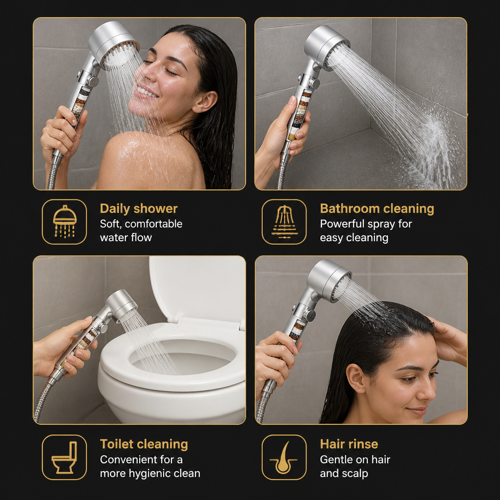 Filtered Shower Head with Multiple Spray Modes & On/Off Switch