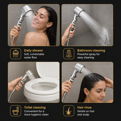 Filtered Shower Head with Multiple Spray Modes & On/Off Switch