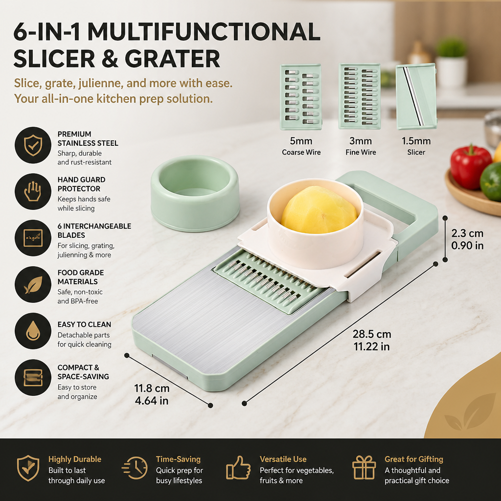 6-in-1 Multifunctional Vegetable Slicer & Grater