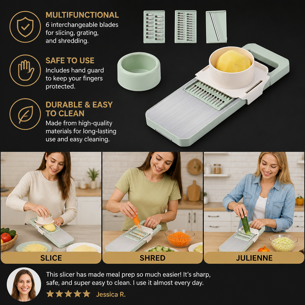 6-in-1 Multifunctional Vegetable Slicer & Grater