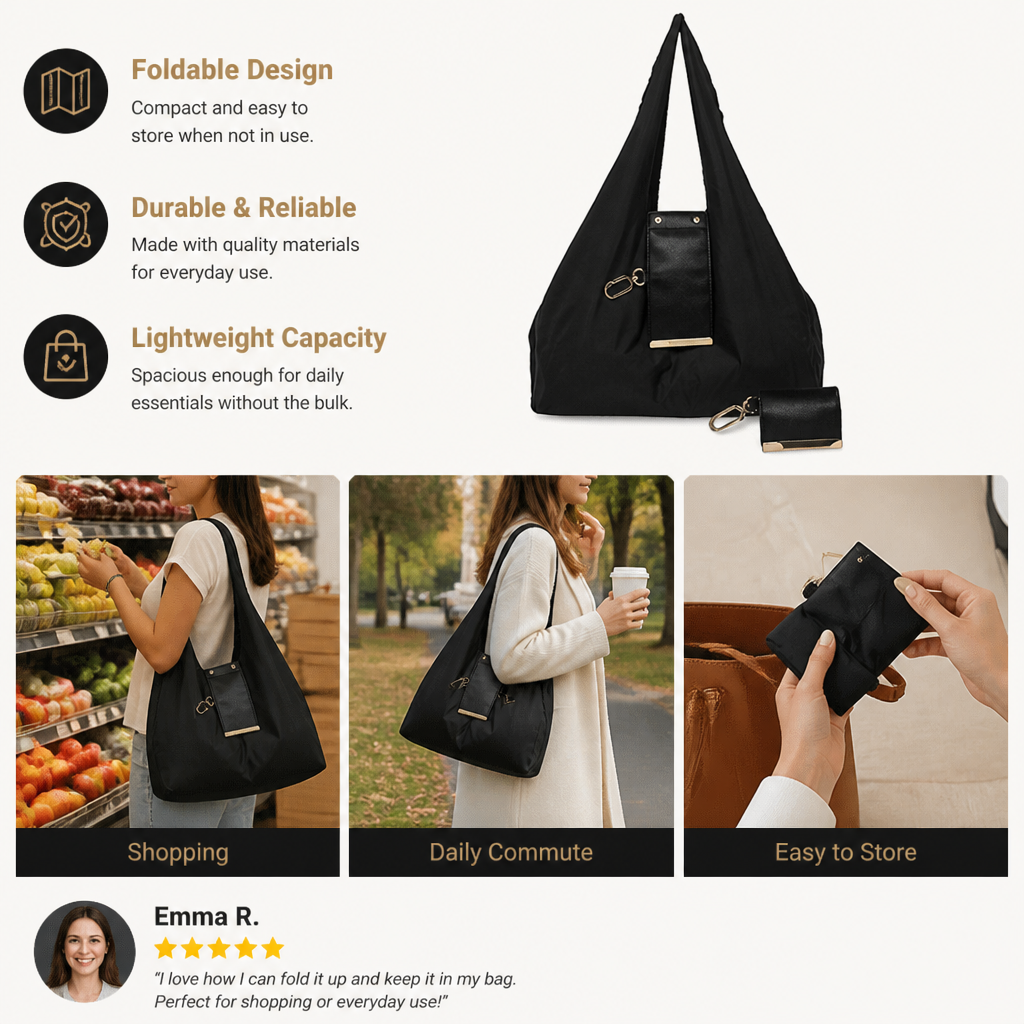 Foldable Keychain Shopping Tote Bag