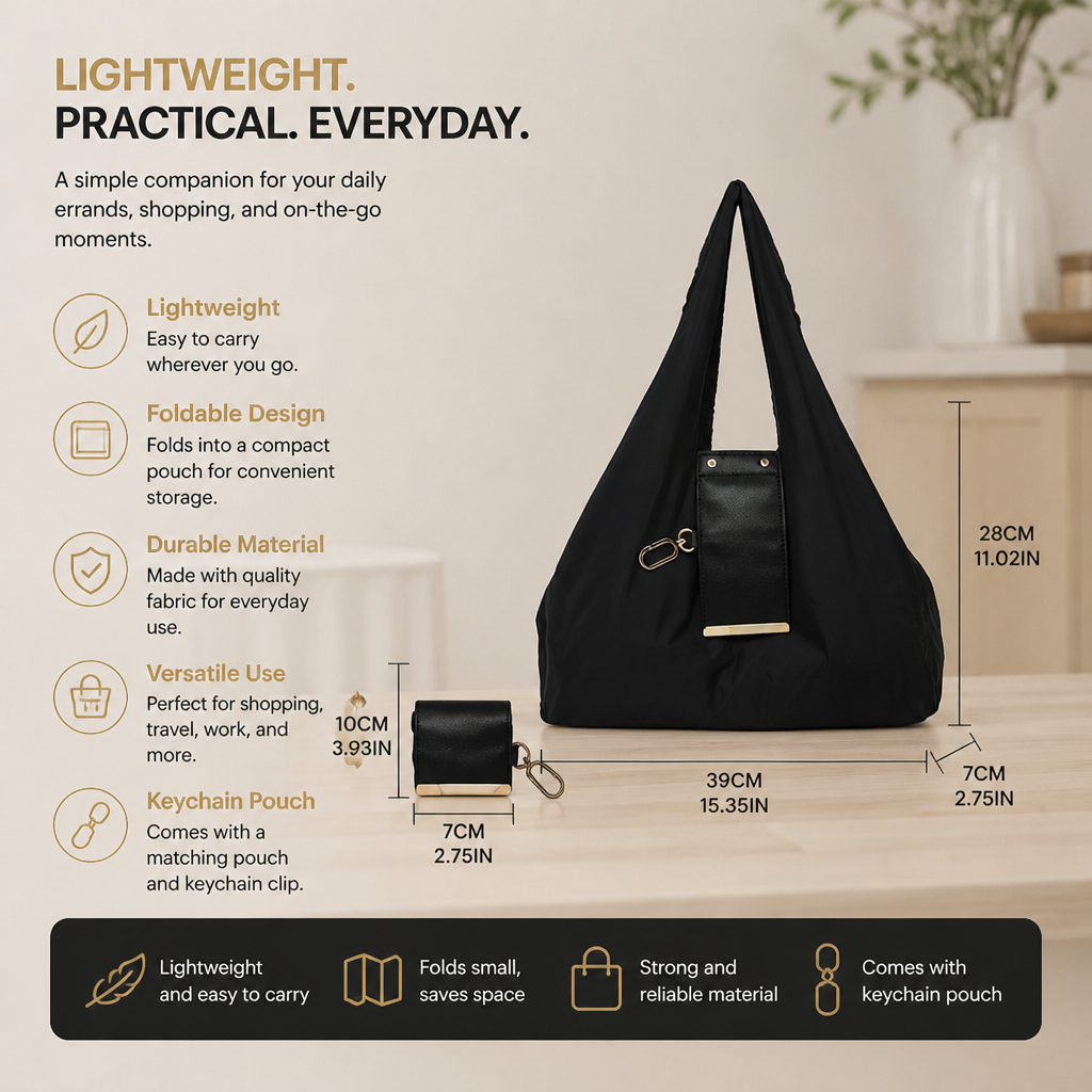 Foldable Keychain Shopping Tote Bag