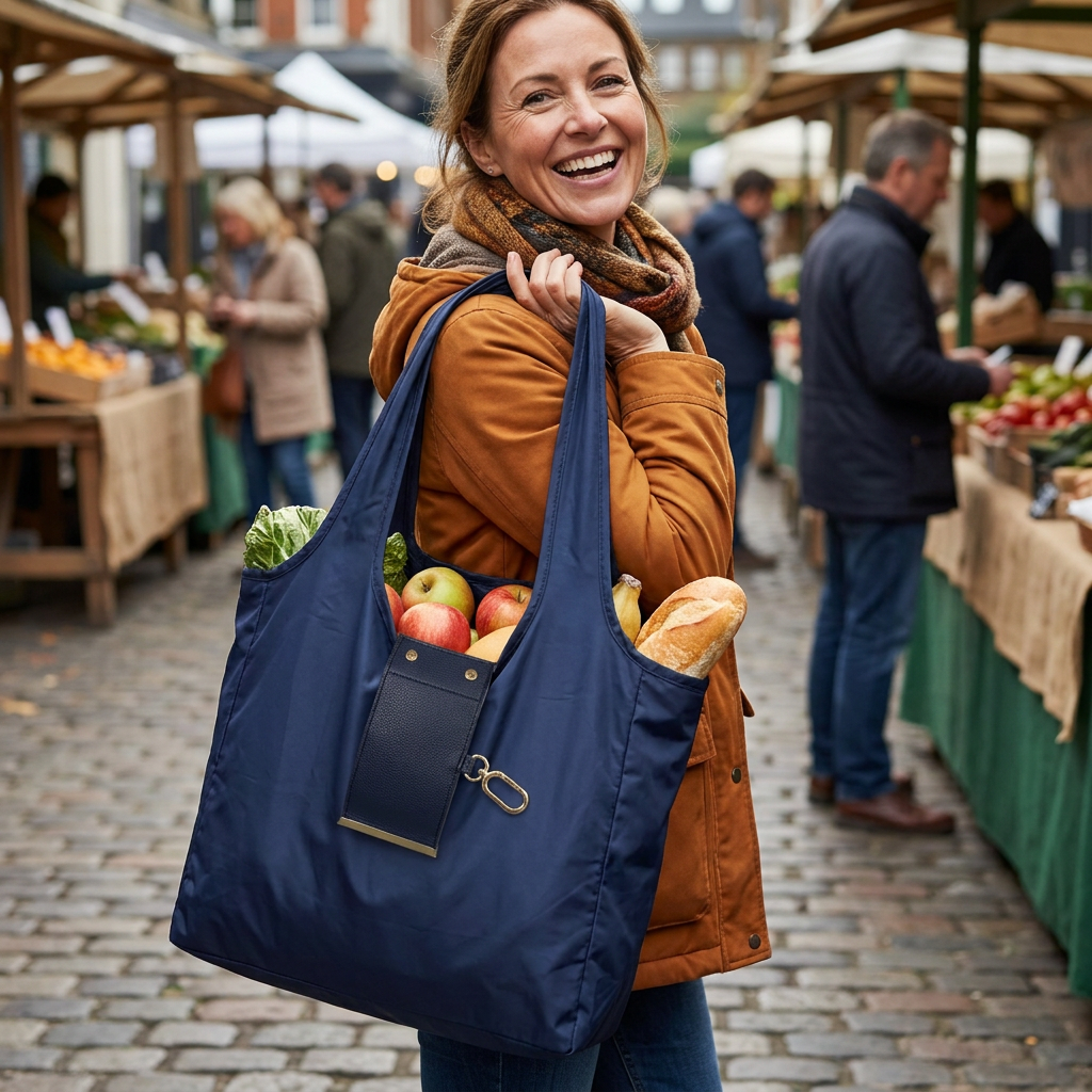 Foldable Keychain Shopping Tote Bag