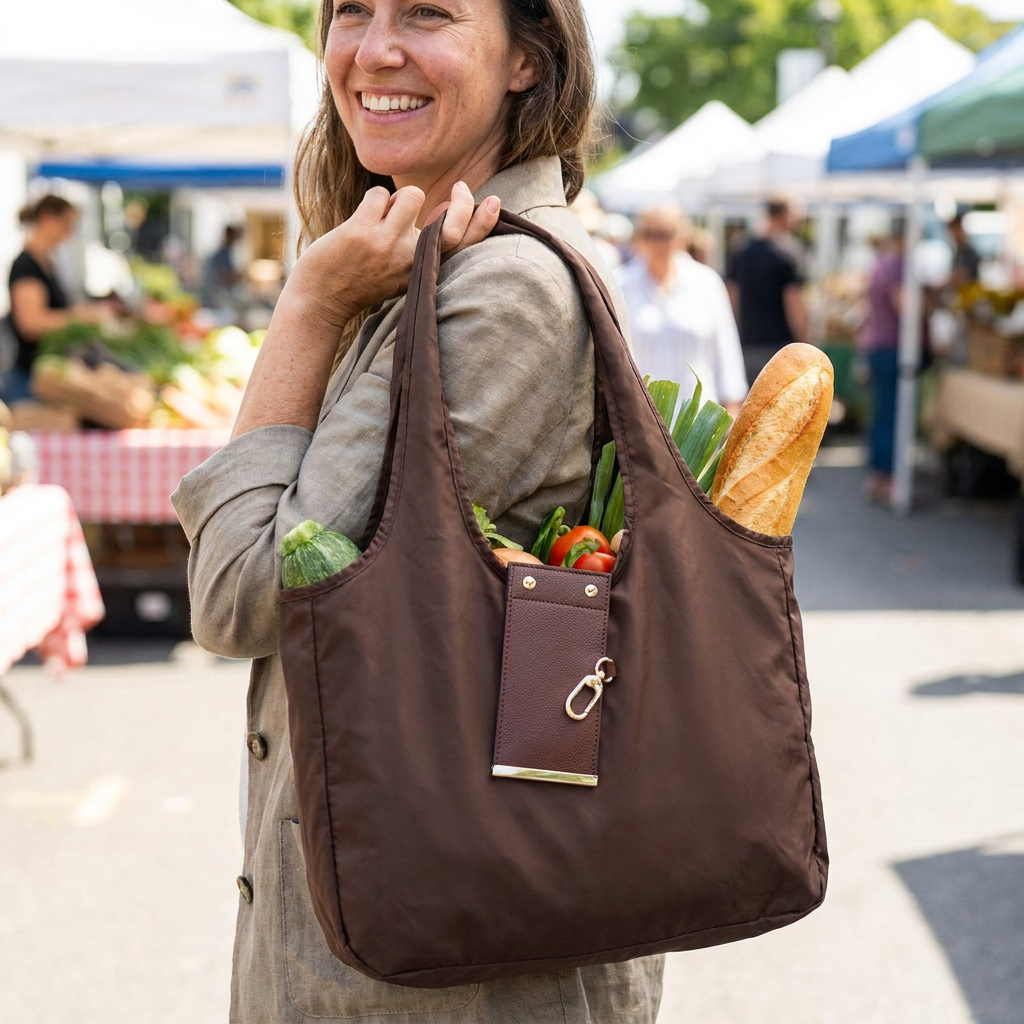 Foldable Keychain Shopping Tote Bag