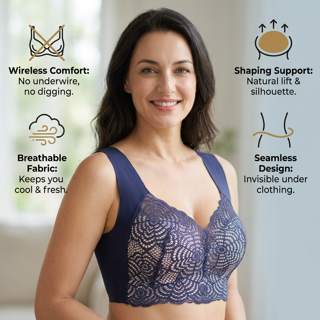 Seamless Push-Up Comfort Bra – Wireless, Breathable & Shaping for Natural Support