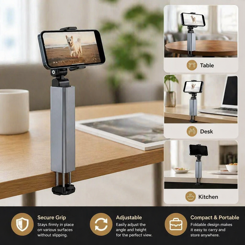 Travel Phone Holder – Foldable and Adjustable Stand for Comfortable Use On the Go